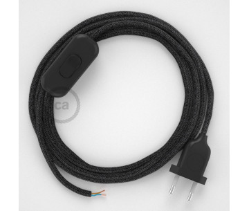 Conexión de mano 1,8m Negro cable redondo Lino Natural Antracita RN03