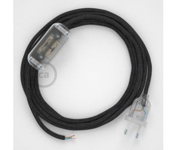 Conexión de mano 1,8m Transparente cable Redondo Lino Antracita RN03