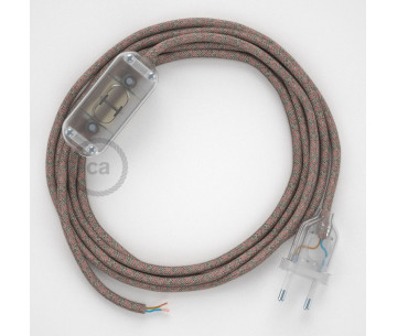 Conexión de mano 1,8m Transparente cable Redondo Algodón Lino RosaRD61