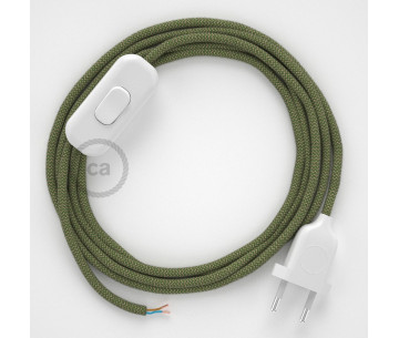 Conexión de mano 1,8m Blanco cable Redondo Algodón Lino Zz Verde RD72