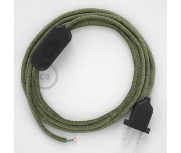 Conexión de mano 1,8m Negro cable Redondo Algodón Lino Zz Verde RD72