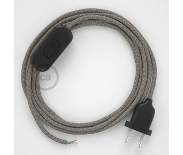 Conexión de mano 1,8m Negro cable Redondo Algodón Lino Rombo VerdeRD62