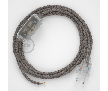 Conexión de mano 1,8m Transparente cable Redondo Algodón AntracitaRD64