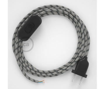 Conexión de mano 1,8m Negro cable Redondo Algodón Lino Antarcita RD54