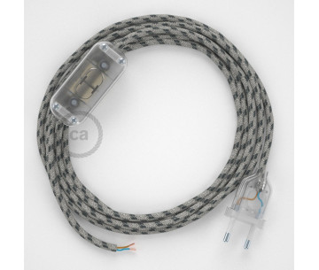 Conexión de mano 1,8m Transparente cable Redondo Algodón AntracitaRD54