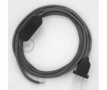 Conexión de mano 1,8m Negro cable Redondo Algodón y Lino Negro RS81