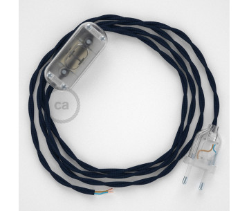Conexión de mano 1,8m Transparente cable Trenzado Seda Azul OscuroTM20