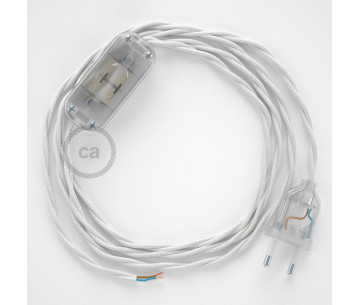 Conexión de mano 1,8m Transparente cable Trenzado Algodón Blanco TC01