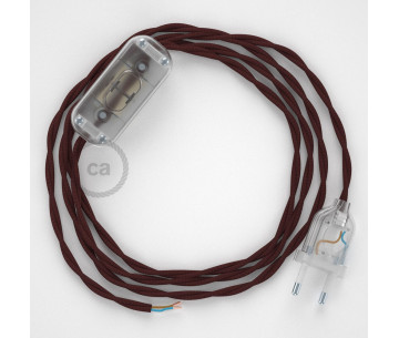 Conexión de mano 1,8m Transparente cable Trenzado Seda Burdeos TM19