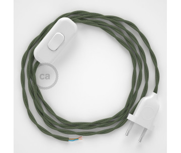 Conexión de mano 1,8m Blanco cable Trenzado Algodón Verde TC63