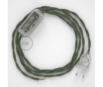 Conexión de mano 1,8m Transparente cable Trenzado Algodón Verde TC63