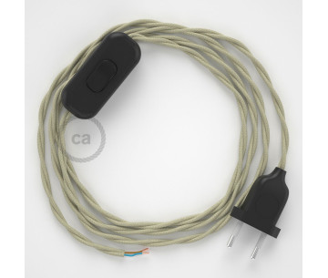 Conexión de mano 1,8m Negro cable Trenzado Algodón Gris Pardo TC43