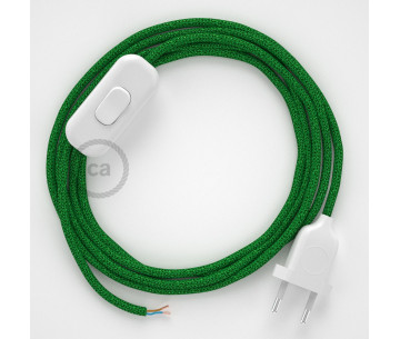 Conexión de mano 1,8m Blanco cable redondo Seda Glitter Verde RL06