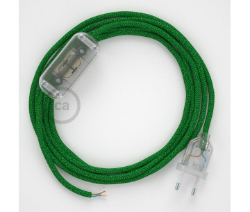 Conexión de mano 1,8m Transparente cable redondo Seda Gliter VerdeRL06