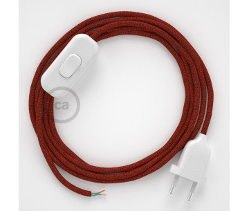 Conexión de mano 1,8m Blanco cable redondo Seda Glitter Rojo RL09