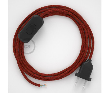 Conexión de mano 1,8m Negro cable redondo Seda Glitter Rojo RL09