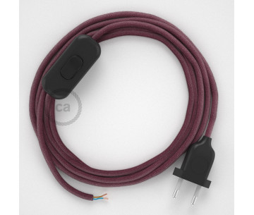 Conexión de mano 1,8m Negro cable Redondo Algodón Rojo Violeta RC32
