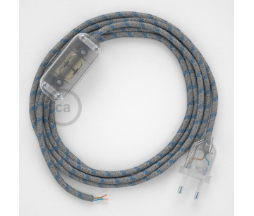 Conexión de mano 1,8m Transparente cable Redondo Algodón Azul RD55