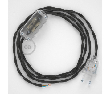 Conexión de mano 1,8m Transparente cable Trenzado Seda Gris OscuroTM26