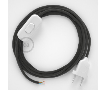 Conexión de mano 1,8m Blanco cable redondo Seda Gris Oscuro RM26