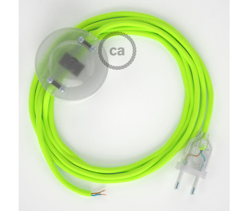 Conexión suelo 3m Transparente cable redondo Seda Amarillo Fluo RF10