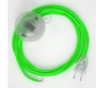 Conexión suelo 3m Transparente cable redondo Seda Verde Fluo RF06