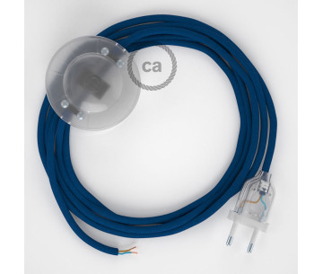 Conexión suelo 3m Transparente cable redondo Seda Azul RM12