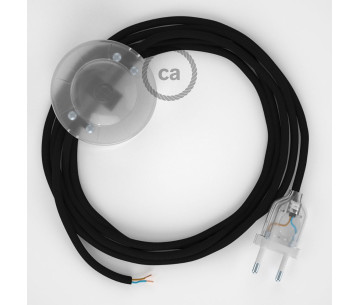 Conexión suelo 3m Transparente cable redondo Seda Negro RM04