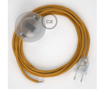 Conexión suelo 3m Transparente cable redondo Seda Dorado RM05