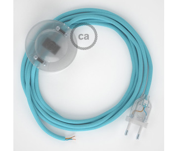 Conexión suelo 3m Transparente cable redondo Seda Celeste RM17