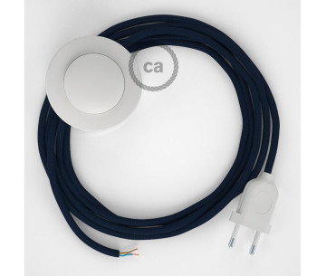 Conexión suelo 3m Blanco cable redondo Seda Azul Marino RM20