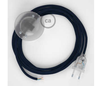 Conexión suelo 3m Transparente cable redondo Seda Azul Marino RM20