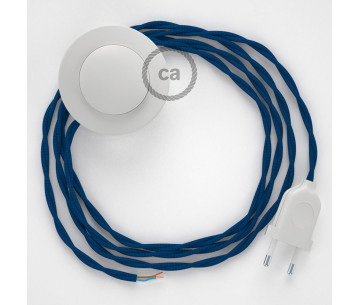 Conexión suelo 3m Blanca cable trenzado Seda Azul TM12