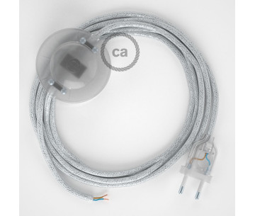 Conexión suelo 3m Transparente cable redondo Seda Glitter Blanco RL01
