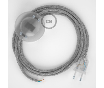 Conexión suelo 3m Transparente cable redondo Seda Glitter PlateadoRL02