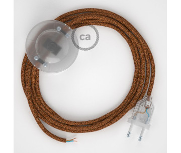 Conexión suelo 3m Transparente cable redondo Seda Glitter Cobre RL22