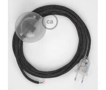 Conexión suelo 3m Transparente cable redondo Seda Glitter Gris RL03