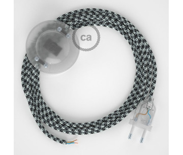 Conexión suelo 3m Transparente cable redondo Seda Bicolor Negro RP04