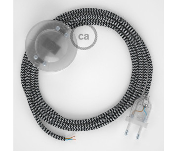 Conexión suelo 3m Transparente cable redondo Seda Zz Blanco Negro RZ04