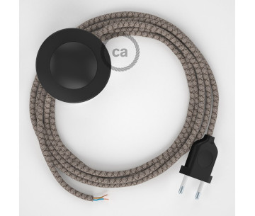 Conexión suelo 3m Negro cable redondo Algodón Lino Rombo Corteza RD63