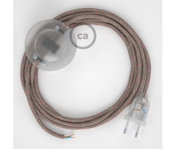 Conexión suelo 3m Transparente cable redondo Algodón Rombo Rosa RD61
