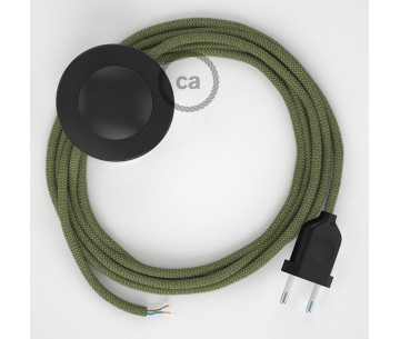 Conexión suelo 3m Negro cable redondo Algodón Lino Verde TomilloRD72