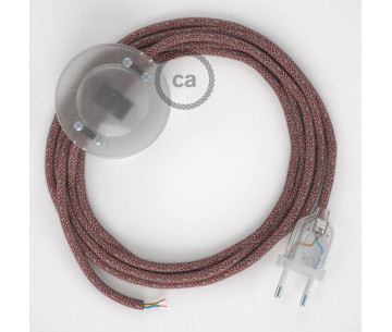 Conexión suelo 3m Transparente cable redondo Algodón y Lino Rojo RS83