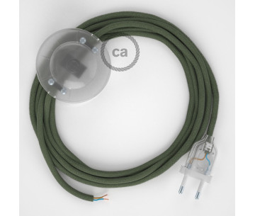 Conexión suelo 3m Transparente cable redondo Algodón Verde Gris RC63