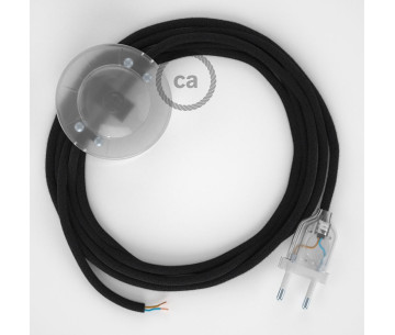 Conexión suelo 3m Transparente cable redondo Algodón Negro RC04