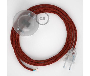 Conexión suelo 3m Transparente cable redondo Seda Glitter Rojo RL09