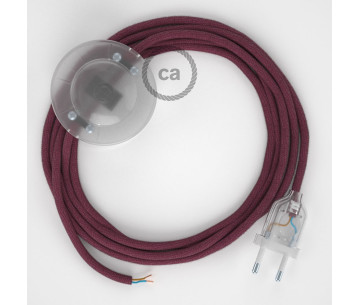 Conexión suelo 3m Transparente cable redondo Algodón Rojo Violeta RC32