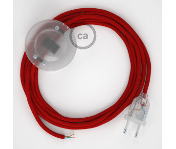 Conexión suelo 3m Transparente cable redondo Algodón Rojo Fuego RC35