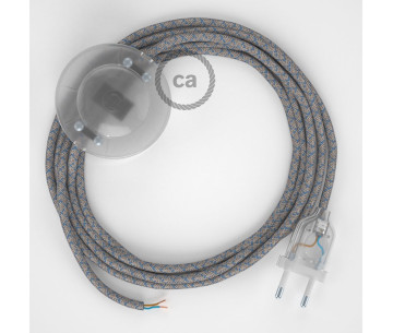 Conexión suelo 3m Transparente cable redondo Algodón Rombo Azul RD65