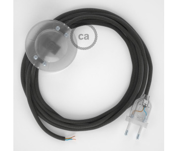 Conexión suelo 3m Transparente cable redondo Seda Gris Oscuro RM26